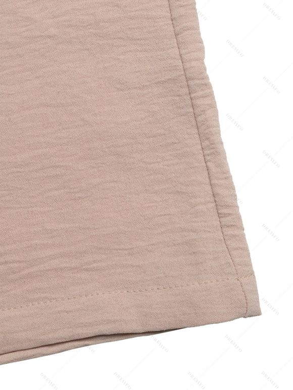 Solid Color Jumpsuit Ruffle Off the Shoulder Tied Mock Button Wide Leg Jumpsuit - café lumière XXL | US 14