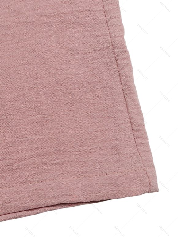 Solid Color Jumpsuit Ruffle Off the Shoulder Tied Mock Button Wide Leg Jumpsuit - Rose XXL | US 14