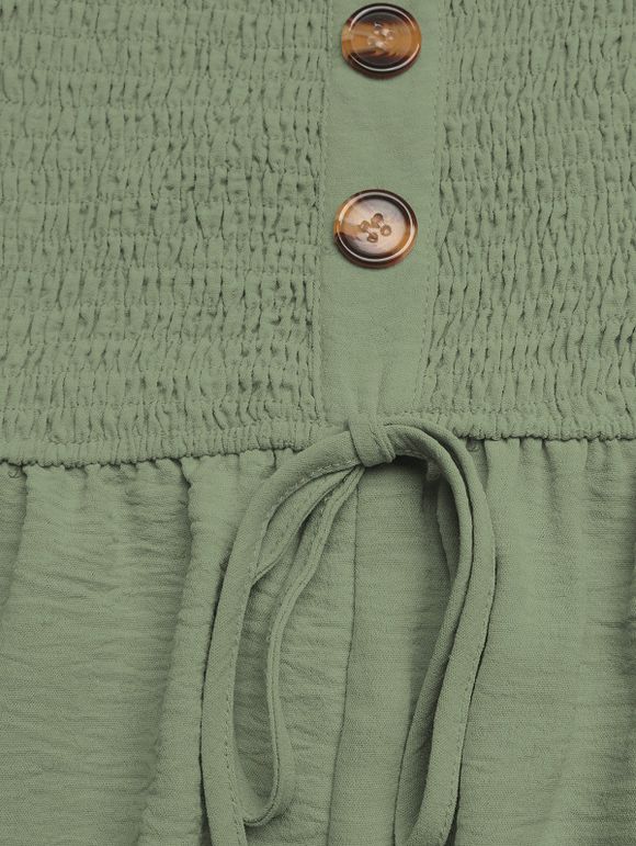 Solid Color Jumpsuit Ruffle Off the Shoulder Tied Mock Button Wide Leg Jumpsuit - Vert clair M | US 6