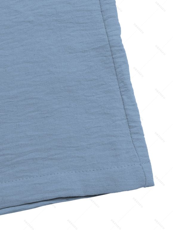 Solid Color Jumpsuit Ruffle Off the Shoulder Tied Mock Button Wide Leg Jumpsuit - Bleu gris XXL | US 14