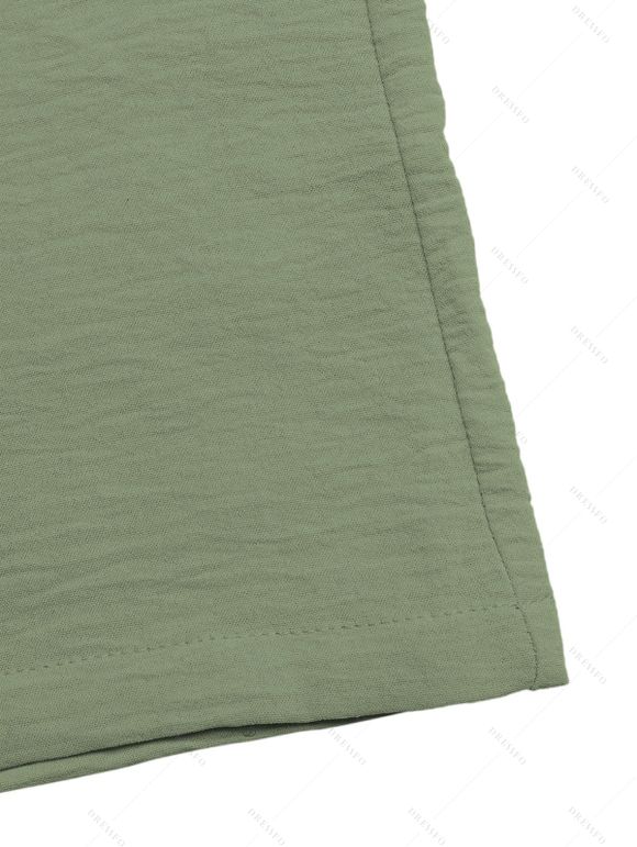 Solid Color Jumpsuit Ruffle Off the Shoulder Tied Mock Button Wide Leg Jumpsuit - Vert clair M | US 6