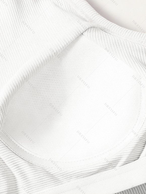 Textured Solid Color Tank Top Padded Sleeveless Cropped Top - Blanc L | US 8-10