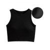 Textured Solid Color Tank Top Padded Sleeveless Cropped Top - Noir M | US 6