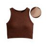 Textured Solid Color Tank Top Padded Sleeveless Cropped Top - DEEP COFFEE XL | US 12