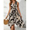Robe de vacances élégante à col V asymétrique et coupe midi asymétrique - Noir S | US 4
