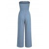 Solid Color Jumpsuit Ruffle Off the Shoulder Tied Mock Button Wide Leg Jumpsuit - Bleu gris S | US 4