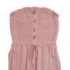 Solid Color Jumpsuit Ruffle Off the Shoulder Tied Mock Button Wide Leg Jumpsuit - Rose L | US 8-10