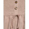 Solid Color Jumpsuit Ruffle Off the Shoulder Tied Mock Button Wide Leg Jumpsuit - café lumière M | US 6