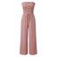 Solid Color Jumpsuit Ruffle Off the Shoulder Tied Mock Button Wide Leg Jumpsuit - Rose XXL | US 14