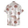 Men's Vacation Shirt Tropical Botanical Leaf Print Button Up Shirt - Rose 5XL