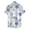Men's Vacation Shirt Tropical Botanical Leaf Print Button Up Shirt - Bleu gris L