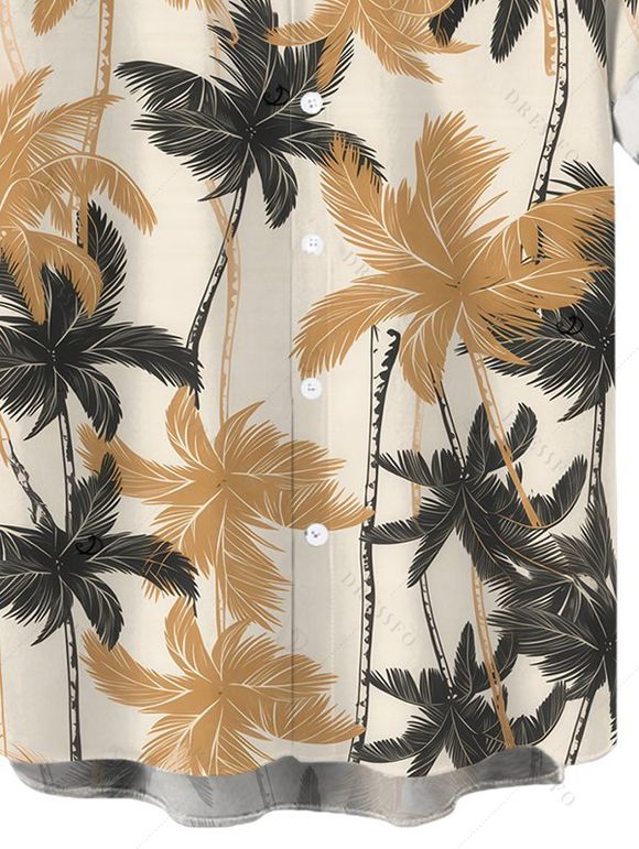 Men's Vacation Shirt Bicolor Coconut Tree Print Button Up Shirt - multicolor 5XL
