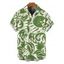 Chemise de vacances pour homme à imprimé botanique de feuilles et de volutes, boutonnée - Noir L
