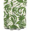 Men's Vacation Shirt Botanical Leaf Scroll Silhouette Print Button Up Shirt - Vert 2XL