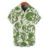 Men's Vacation Shirt Botanical Leaf Scroll Silhouette Print Button Up Shirt - Vert 2XL