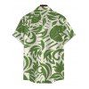 Men's Vacation Shirt Botanical Leaf Scroll Silhouette Print Button Up Shirt - Vert 2XL