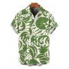 Vacation Couple Outfit Botanical Leaf Print Bowknot Off the Shoulder Jumpsuit and Shirt Set - Vert S | US 4