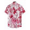 Men's Hawaiian Shirt Allover Rose Hibiscus Floral Print Button Up Shirt - Blanc 5XL