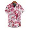 Men's Hawaiian Shirt Allover Rose Hibiscus Floral Print Button Up Shirt - Blanc 5XL