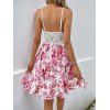 Hawaiian Dress Lace Hollow Out Rose Hibiscus Floral Print Cut Out Scalloped Dress - Blanc XL | US 10