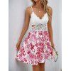 Hawaiian Dress Lace Hollow Out Rose Hibiscus Floral Print Cut Out Scalloped Dress - Blanc XL | US 10