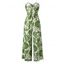 Vacation Jumpsuit Botanical Leaf Silhouette Print Bowknot Off the Shoulder Wide Leg Jumpsuit - Vert XL | US 12