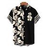 Men's Hawaiian Shirt Tribal Hibiscus Floral Print Button Up Shirt - Noir 5XL
