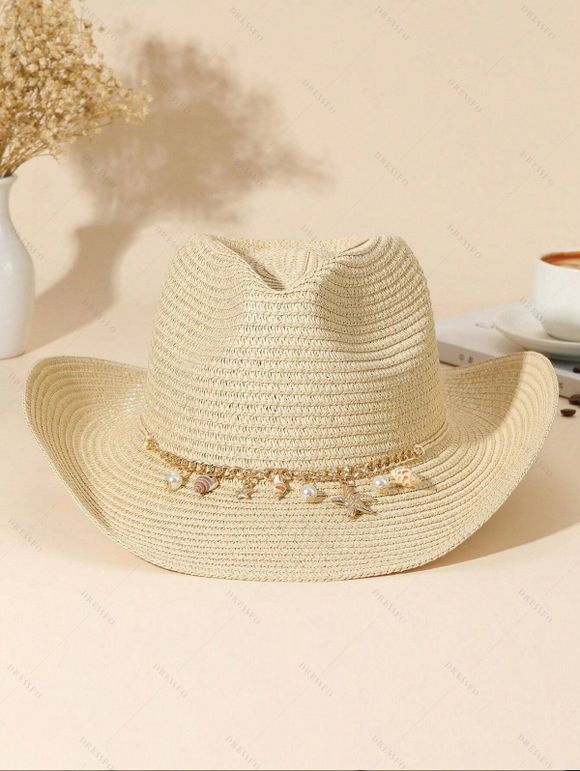 Beach Hat Packable Straw Woven Hat - café lumière 