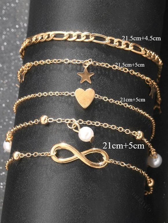 4 Pcs Beach Ankle Chain Star Butterfly Infinity Charm Multilayer Anklet Chain Set - d'or 