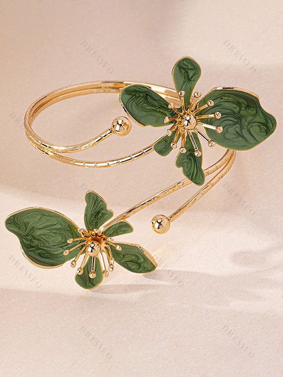 Minimalist Beach Ankle Chain Enamel Flower Vintage 3D Floral Anklet Chain - Vert 