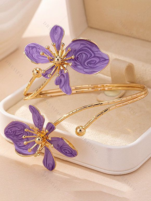 Minimalist Beach Ankle Chain Enamel Flower Vintage 3D Floral Anklet Chain - Pourpre 