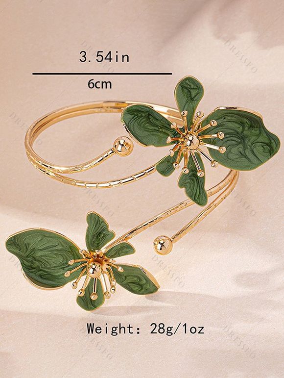 Minimalist Beach Ankle Chain Enamel Flower Vintage 3D Floral Anklet Chain - Vert 