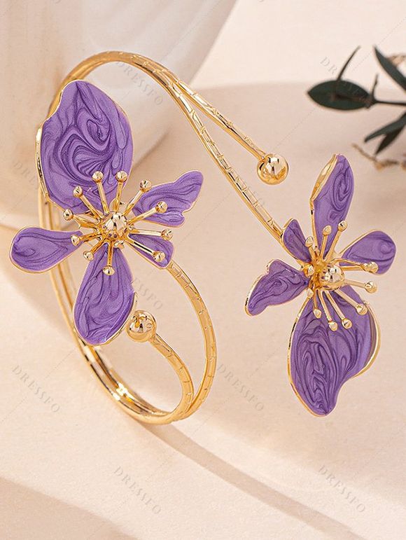Minimalist Beach Ankle Chain Enamel Flower Vintage 3D Floral Anklet Chain - Pourpre 