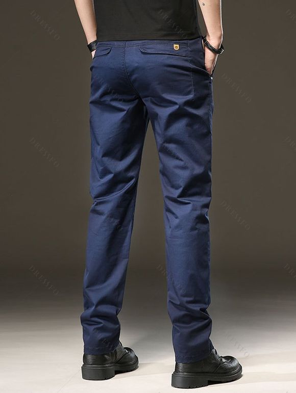 Men's Suit Pants Solid Color High Waisted Straight Pants - Cadetblue 2XL