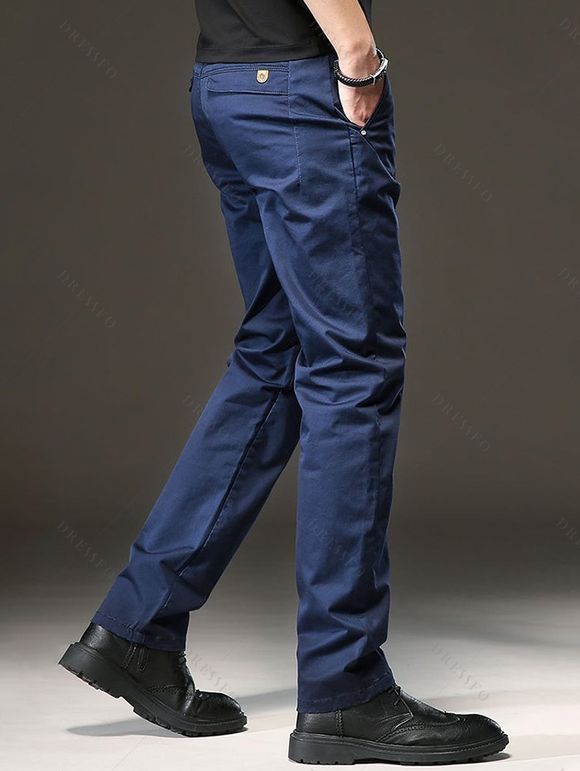 Men's Suit Pants Solid Color High Waisted Straight Pants - Cadetblue 2XL