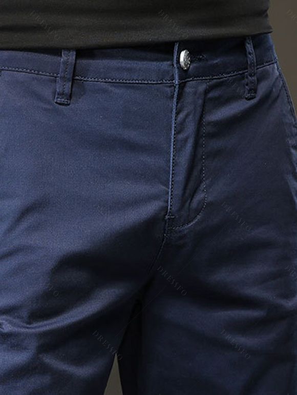 Men's Suit Pants Solid Color High Waisted Straight Pants - Cadetblue 2XL