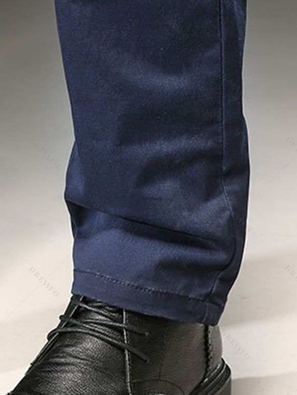 Men's Suit Pants Solid Color High Waisted Straight Pants - Cadetblue 2XL