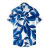 Casual Couple Outfit Colorblock Abstract Leaf Print Foldover Dress and Shirt Set - INDIGO COLOR S | US 4
