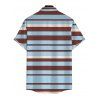 Men's Vacation Shirt Colorful Striped Print Button Up Shirt - Bleu Toile de Jean 5XL