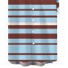 Men's Vacation Shirt Colorful Striped Print Button Up Shirt - Bleu Toile de Jean 5XL