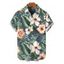 Men's Hawaii Vacation Shirt Tropical Hibiscus Floral Leaf Print Button Up Shirt - Paon Bleu 5XL
