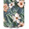 Men's Hawaii Vacation Shirt Tropical Hibiscus Floral Leaf Print Button Up Shirt - Paon Bleu 5XL