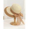 Beach Woven Straw Bucket Hat Colorblock Bowknot UV Protection Hat - multicolor B 