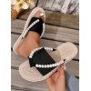 Casual Lightweight Flip Flops Colorblock Faux Pearl Outdoor Flip Flops - Noir EU 43