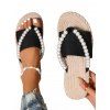 Casual Lightweight Flip Flops Colorblock Faux Pearl Outdoor Flip Flops - Noir EU 43