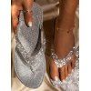 Beach Thong Sandals Rhinestone Sandals - Argent EU 37