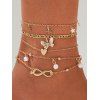 4 Pcs Beach Ankle Chain Star Butterfly Infinity Charm Multilayer Anklet Chain Set - d'or 