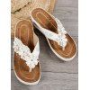 Casual Outdoor Sandals Floral Embellishment Thong Wedge Heel Sandals - Blanc EU 43