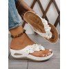 Casual Outdoor Sandals Floral Embellishment Thong Wedge Heel Sandals - Blanc EU 43