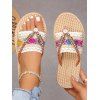 Bohemian Flip Flops Zig Zag Scalloped Rhinestone Woven Beach Slippers - multicolor A EU 43
